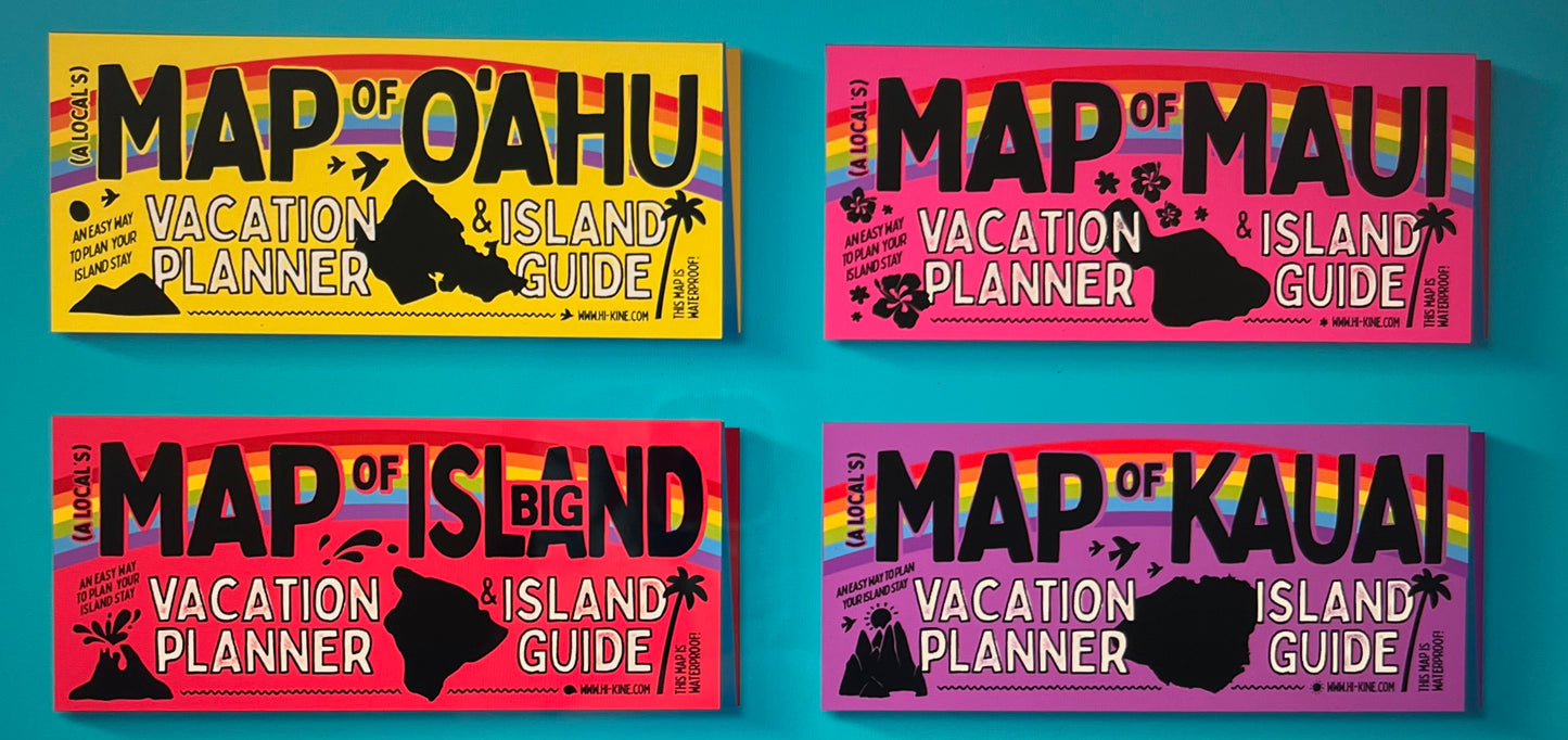 4 pack includes all Hi-Kine Hawaiian Island Maps